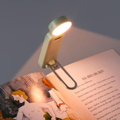 VAVOFO USB Rechargeable Book Light, Blue Light Blocking, Amber Light Clip On Bookmark Shaped Reading Light, Eye Care 6 LEDs Book Light for Bookworms Reading in Bed with 9 Lighting Modes (Green) - color: Green
