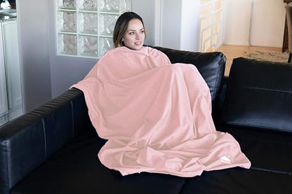BlueHills Ultra Compact Travel Blanket 2 Pack Large Soft Cozy Portable Blanket Sheet with Carry Case and for Flight Airplane Car Layover Camping Hotel C206-2PK-Pink - color: C206-2pk-pink