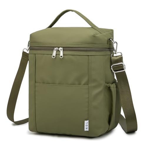 NOL Natural Organic Lifestyle Insulated Lunch Bags for Women Cooler Bag Lightweight Nylon Waterproof Lunch Box For Work (Amy green, Large) - color: Amy green, size: Large (12 Liters)