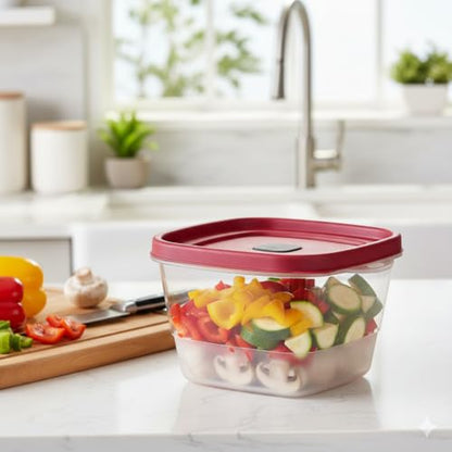 Tribello BPA-Free Plastic Food Storage Set, Red Vented Lids - Microwave, Dishwasher Safe: Perfect for Meal Prep, Leftovers, and Kitchen Organization (3 x 7-Cup) - size: 3 x 7-Cup