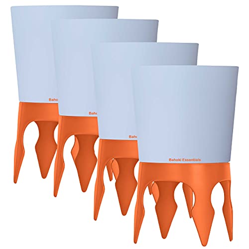 Bahoki Essentials Beach Drink Cup Holder - Sand Coaster for Beverage Bottle and Glass - Perfect to Hold Drinks, Snack, Phone, Key or Sunglasses (Orange, 4 Pack) - color: Orange