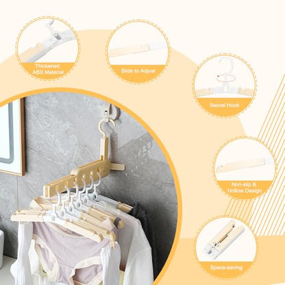 Foldable Travel Hangers for Cruise, 6 Pack Portable Collapsible Hangers with Clips, Folding & Space-Saving Suitcase Hangers for Travel, (Beige-White) - color: Beige-white