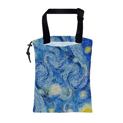 Car Garbage Bag Starry Night Hanging Canvas Car Trash Bag Waterproof Drawstring Car Back Seat Organizer for Car Back Front Seat Console with Adjustable Buckle - color: Starry Night