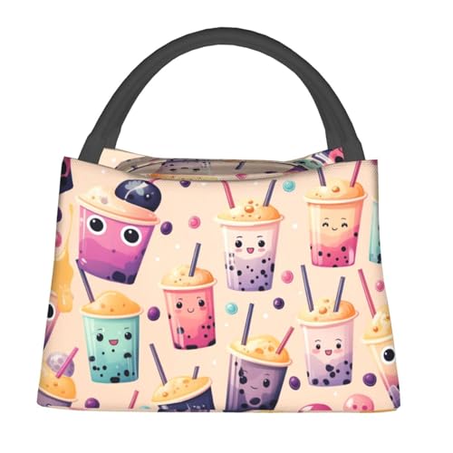 Lunch Bag for Women, Cute Bubble Tea Insulated Lunch Box for Kids Girls, Reusable Lunch Bag for Office, Work, Picnic, Travel, School - color: Cute Bubble Tea