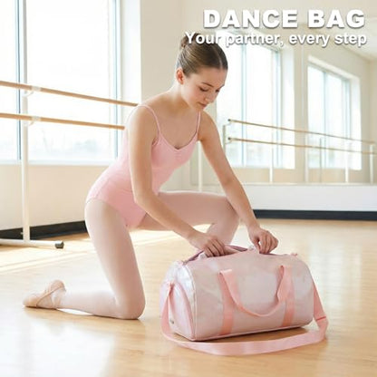 Gym Bag Sports Duffle Bag with Wet Pocket Weekender Overnight Bags with Waterproof Shoe Pouch and Air Hole for Girls Kids Women Workout Travel Bags (Light Pink) - color: Light Pink