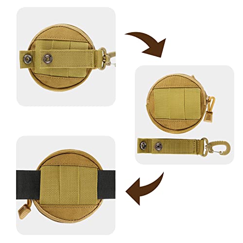 FRTKK 2 Pack Tactical Compact EDC Pouches Military Molle Utility Pouch Accessories Organizer Pouch Coin Purse Keychain Pocket Credit Card Holder Waist Pack - color: Tan