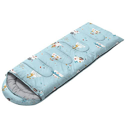 Kids Sleeping Bag for Boys Girls,Animal Island Print-Lightweight Warm Portable Outdoor Indoor-Waterproof Cold Weather Resistant Sleeping Bag for Camping Hiking(Animal Island)