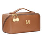 Initial Makeup Bag Gifts for Women Bridesmaid Gifts Travel Toiletry Personalized PU Leather Waterproof Cosmetic Bag (Medium-Brown-M) - color: MediumBrown, style: M