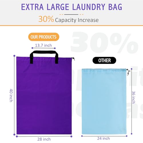 Isink Extra Large Heavy Duty Laundry Bag - 28" x 40", Travel Laundry Bag for Dirty Clothes, Purple - color: Extra Large Laundry Bag With Handles (Purple)