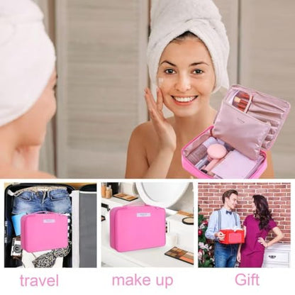 Queboom Travel Makeup Bag Cosmetic Bag Makeup Bag Toiletry bag for women and men (Light pink) - color: Light pink