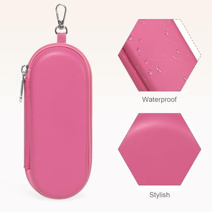 Double Eyeglasses Case, Dual Glasses Sunglasses Organizer with Zipper Closure, Eyewear Storage Box for Men Women Travel - color: Rosepink