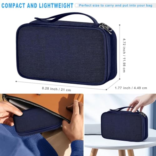 ZINMARK Portable Cable Organizer Case,Travel Pouch with Double-Layer Storage for Cables,Chargers,Earbuds & Phone,Dark Blue - color: Dark Blue