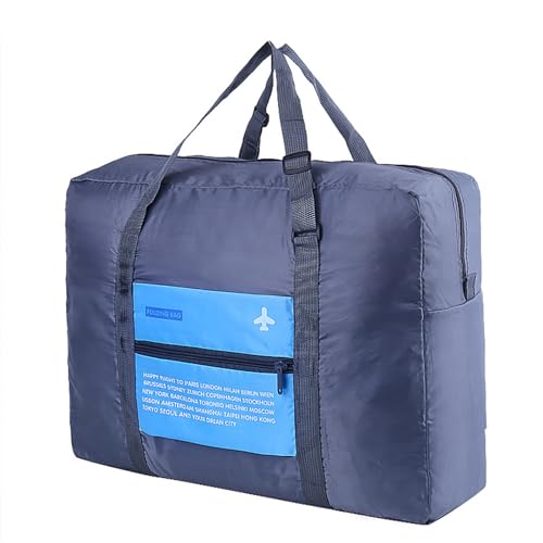 Travel Bag 2PCS Spirit Airlines Personal Item Bag 18x14x8 Foldable Travel Duffel Bag Tote Carry on Luggage Duffle Overnight for Women and Men(Green+Blue) - color: Green+Blue