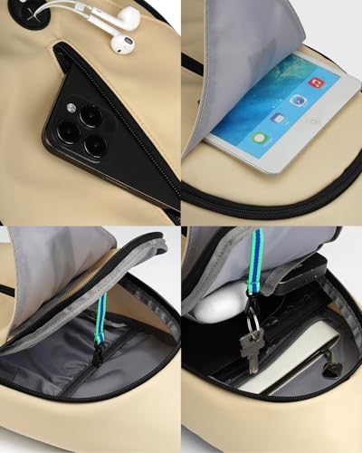 WATERFLY Crossbody Sling Backpack Sling Bag Travel Hiking Chest Bag Daypack - color: Z-beige