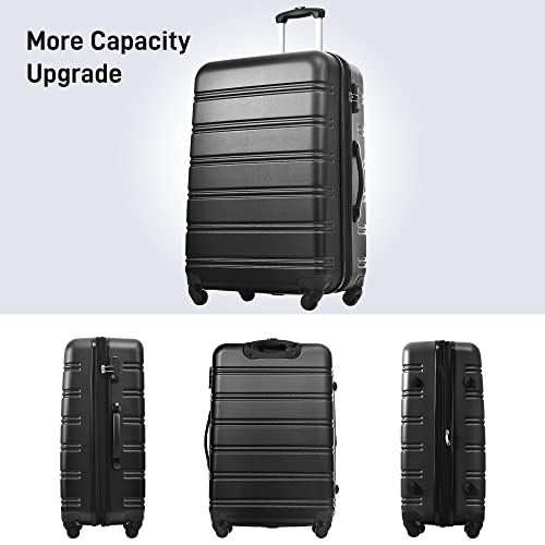 Merax Luggage Sets of 3 Piece Carry on Suitcase Airline Approved,Hard Case Expandable Spinner Wheels (Black) - color: Black, size: 3-Piece Set(20/24/28)