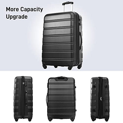 Merax Luggage Sets of 3 Piece Carry on Suitcase Airline Approved,Hard Case Expandable Spinner Wheels (Black) - color: Black, size: 3-Piece Set(20/24/28)