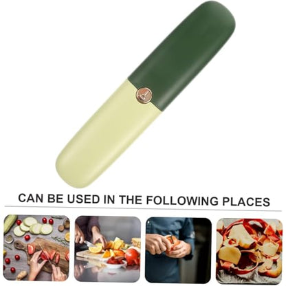 2 in 1 Stainless Steel Fruit & Vegetable Knife, Dual-Use Portable Peeling Knife, Kitchen and travel Specific Fruit Tools (Orange)