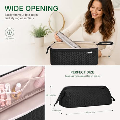 KarSyon Shark Flex Style Case for Dyson Airwrap Hair Dryer Brush Revlon Hair Tools Travel Bag Carrying Case Flat Curling Iron Organizer (Black) - color: Black