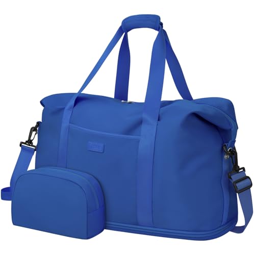 Expandable Travel Duffle Bags Weekender Overnight Bags for Women Men Hospital Bag for Women Labor Delivery with Toiletry Bag Waterproof - color: Royal Blue, size: X-Large