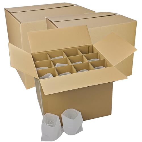 3 Sets Moving Boxes with Divider Kits,16 x 12 x 13 Inch Glassware Dish Packing Box Kitchen Moving Box Corrugate Dividers with 72 Pcs Foam Pouches,1 Pcs tape rolls with dispenser(Two Layer) - style: 3 Sets-two layer-16x12x13in