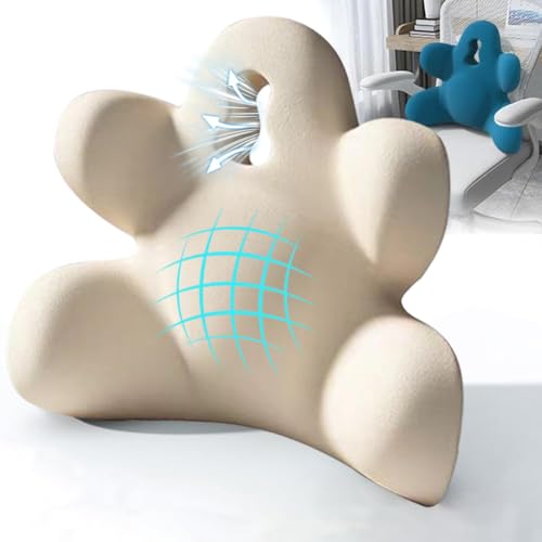 Lumbar Support Pillow for Office Chair, Back Pillow Lumbar Support for Car, Chair, Sofa - Improve Lower Back Pain Relief & Sitting Posture, Memory Foam Back Cushion for Long Sitting (B-Beige) - color: B-beige