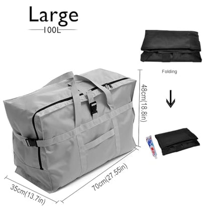 Travel Duffle Bag,Large Storage Bags,Foldable Weekender Bag,Overnight bag,Heavy Duty Travel Bag,Reinforced Carry Straps Gmy Dance Bag for Men And Women Camping,Moving,Hospital - color: Large 100L Gray