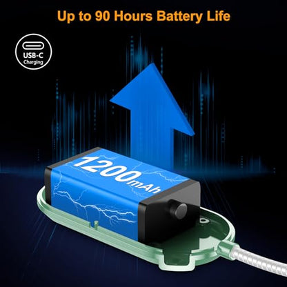Gritin Rechargeable Book Light for Reading in Bed with 19 LED &Memory Function-Eye Caring 3 Color Temperatures,5 Brightness Levels,90 Hrs Runtime Flexible Goose Neck Clip on Light-Cyan - color: Cyan