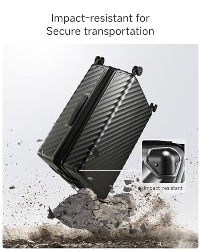 LUGGEX Luggage with Spinner Wheels, Polycarbonate Expandable Hard Shell Suitcase, 2 Piece Set, Charcoal Metallic - color: Charcoal Metallic, size: 2-Piece Set(20/28)