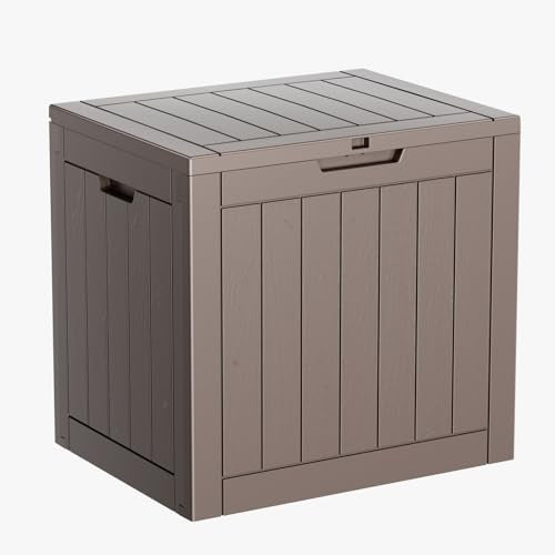 DRATO 35 Gallon Deck Boxes Resin Outdoor Storage Box UV Resistant Outside Deck Box with Lockable Lid for Patio Furniture (Grey, 35 Gallon) - color: Gray, size: 35 Gallon