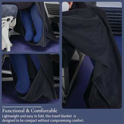 Brookstone Travel Blanket - Super Soft Fleece Throw Blanket with Foot Pocket, Lightweight & Compact Travel Blanket, Plane & Road Trip Essentials, Black Foot Pocket - color: Black Foot Pocket