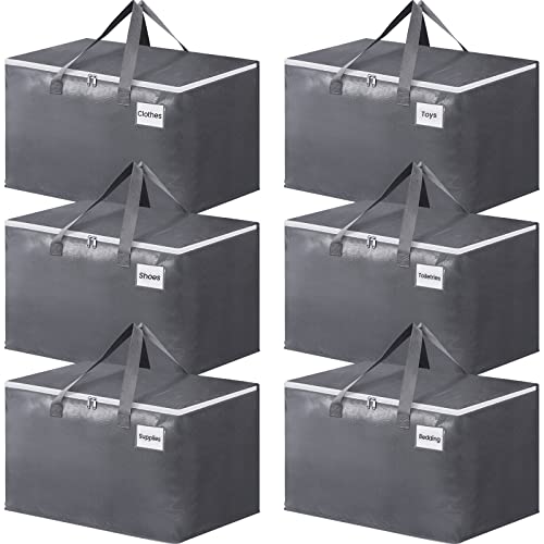 BlissTotes Large Moving Boxes and with Zippers & Handles Moving Supplies with lids, Heavy Duty Totes for Storage Bags for Space Saving, Fold Flat, Moving and Storing 125L, 6 Pack - size: 125L-6 Packs