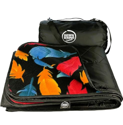 DOWN UNDER OUTDOORS Large Waterproof Windproof Extra Thick 350 GSM Quilted Fleece, or Sherpa Stadium Blanket - color: Feathers