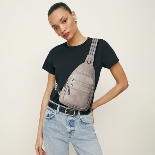 Leresas Sling Bag for Women Crossbody Bags Fanny Packs Sling Purse Backpack Shoulder Bag Vegan Leather Chic Gifts Travel Handbag Light Grey - color: Light Grey
