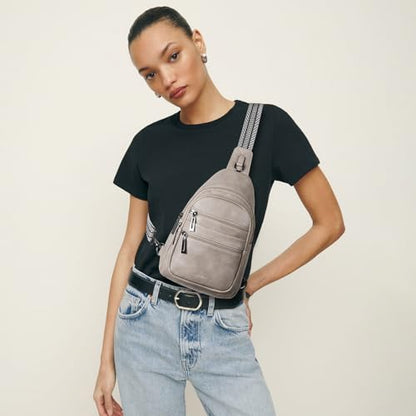 Leresas Sling Bag for Women Crossbody Bags Fanny Packs Sling Purse Backpack Shoulder Bag Vegan Leather Chic Gifts Travel Handbag Light Grey - color: Light Grey