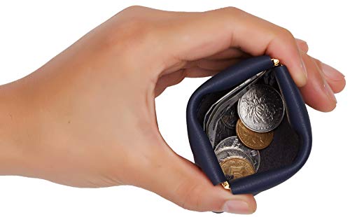 Travelambo Leather Squeeze Coin Purse Pouch Change Holder For Men & Women - color: Access Blue Navy