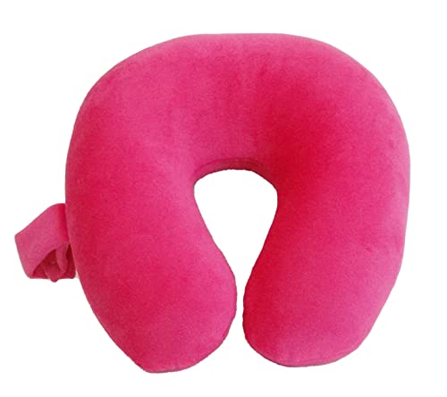 Wolf Essentials Kids Travel Neck Pillow - Cozy Soft Microfiber, Compact Design for Airplane, Car Seat, or Toddler Travel Support – Pink - color: Pink, size: Kid