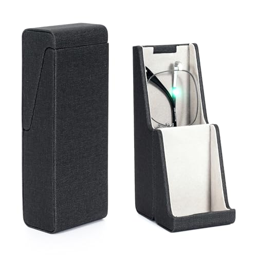 Vemiss Flip-top Glasses Case, Bracket Type Hard Shell Eyeglasses Holder for Women Men - color: A-black