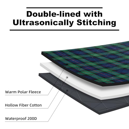 Large Outdoor Waterproof Blanket Extra Thick Fleece Stadium Blanket for Camping, Car, Pet, Picnics - Windproof, Wearable, Machine Washable 80" x 58" (Green Check) - color: Green Check