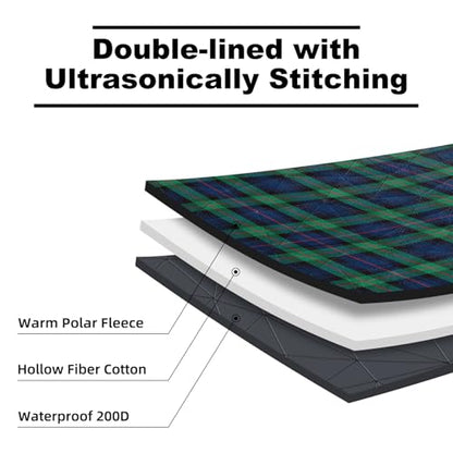 Large Outdoor Waterproof Blanket Extra Thick Fleece Stadium Blanket for Camping, Car, Pet, Picnics - Windproof, Wearable, Machine Washable 80" x 58" (Green Check) - color: Green Check