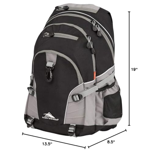 High Sierra Loop Backpack, Travel, or Work Bookbag with tablet sleeve, One Size, Black/Charcoal - color: Black/Charcoal
