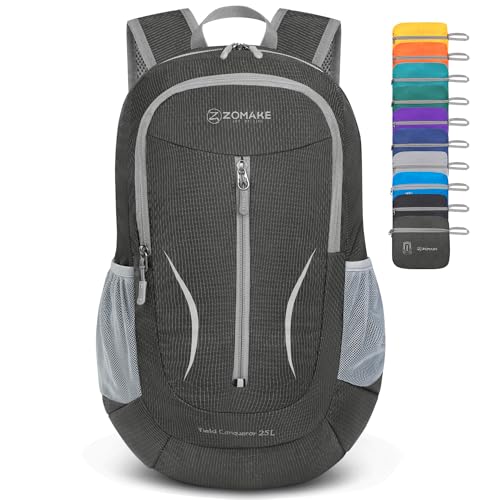 ZOMAKE Ultra Lightweight Packable Backpack 25L, Foldable Hiking Backpacks Water Resistant Small Folding Daypack for Travel(Dusty grey) - color: Dusty Grey