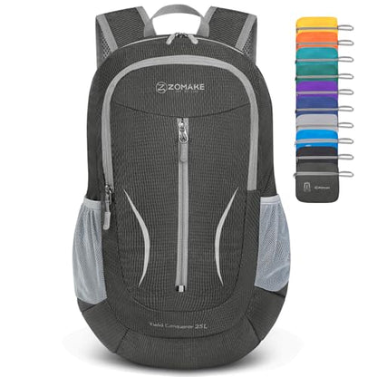 ZOMAKE Ultra Lightweight Packable Backpack 25L, Foldable Hiking Backpacks Water Resistant Small Folding Daypack for Travel(Dusty grey) - color: Dusty Grey