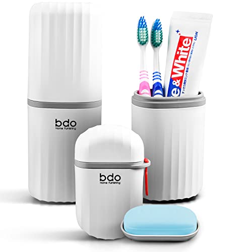 VITVITI White Toothbrush Travel Case, Portable Travel Soap Container Leakproof Dish Tray,7.88 inch Toothpaste Toothbrush Holder with Cover for Trip/Bathroom/Camping - color: White 1