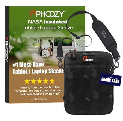 PHOOZY Thermal Insulated Tablet/Laptop Case for iPad, MacBook Air, MacBook Pro & Similar Sized Tablets or Laptops up to 13" - Protection Against Heat, Cold, Drops and Water (Black Camo) - color: Black Camo, size: Up to 13"