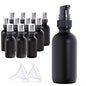 12Pack 60ml Matte Black Glass Pump Bottle with Black Top,2oz Small Dispenser, Travel Size Refillable Botttles for Lotions,Sercums,Essential Oils - color: 2oz Black(12pcs)
