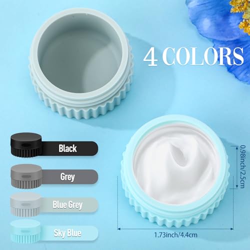 Maxcheck 4 Pcs Travel Containers for Toiletries 0.68 Oz/20 ml Small Silicone Cream Jar with Lid Mini Leakproof Lotion Jar Refillable Travel Cosmetic Container for Face Body Skin Cream (Black and Gray) - color: Black and Gray