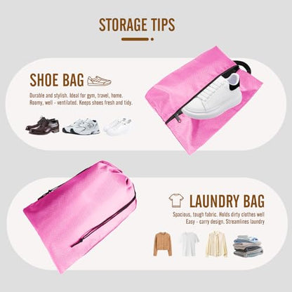 8 Set Compression Packing Cubes for Travel, Expandable Luggage Organizer with Shoe Bag & Laundry Bag - Lightweight Suitcase & Backpack Travel Essentials (Pink) - color: Pink