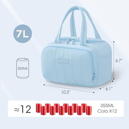 Lunch Bag for Women 7L Insulated Soft Leakproof Lunch Cooler Reusable Lunch Box for Meal Picnic Travel Work Beach Blue - color: Blue