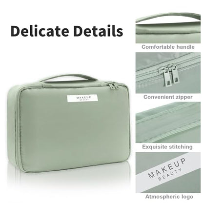 Queboom Travel Makeup Bag Cosmetic Bag Makeup Bag Toiletry bag for women and men (Green-3pcs) - color: Green-3pcs