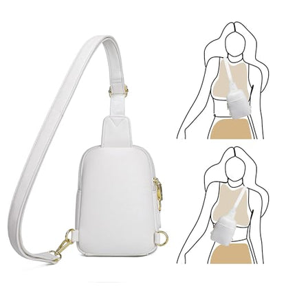 Haytijoe Small Anti Theft Crossbody Bag for Women Faux Leather Lightweight Sling Bags RFID Blocking Fanny Pack for Travel - color: White